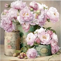 ti-flair Papierserviette, Servietten Papier 33x33cm 3-lagig Pfingstrosen Blumen Vintage 20 Stück