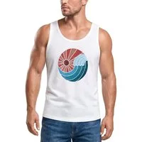 Neverless Tanktop Herren Tank-Top Welle Wave Sonne Sommer Retro Vintage Printshirt mit Print