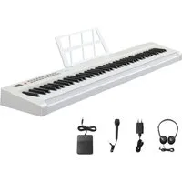 VINGLI Digitalpiano E Piano 88 Tasten, Digitalpiano Semi-Gewichtete Tastatur, Dual-Bluetooth, Sustain-Pedal-System, mit/ohne Ständer, Schwarz/Weiß