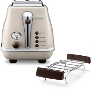 DeLonghi Toaster "Incona Vintage "CTOV 2103.BG"" 2 kurze Schlitze 900 W im Retro Look, cremefarben