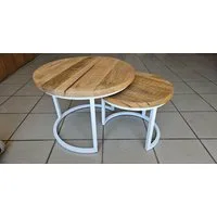 Couchcenter Couchtisch 2er Set Couchtische Satztische Sam Mango Holz Metall (2er Set), 2er Set