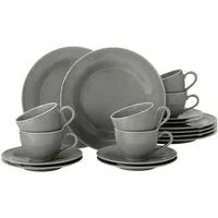 Seltmann Weiden Kaffeeservice Geschirr-Set, Service Beat (18-tlg), 6 Personen, Porzellan, Teller, Tassen, Untertassen, Rillendekor, 18 Teile, für 6 Personen