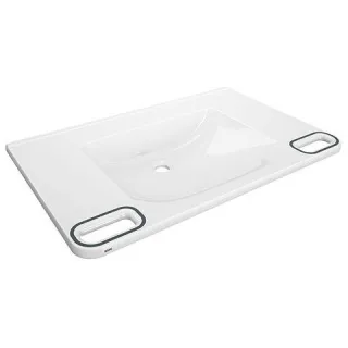 KWC Aquarotter Einzelwaschtisch, MEDCARE, MIRANIT, 850x150x550 mm, weiß/grau, Griff, 2030072436 2030072436