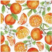 Ambiente Luxury Paper Products Papierserviette, Servietten Papier 33x33cm 3-lagig Orangen & Orangenblütenmotiv 20 Stk.