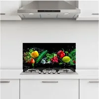 KitchenYeah Küchenrückwand selbstklebend (keine Folie) Gemüse - Splash - Schwarz, (1-tlg), Küchenrückwand, Spritzschutz, Kitchen, 60x30 cm