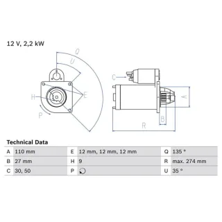 Bosch Anlasser 2,2 kW Opel Arena Renault Master Trafic