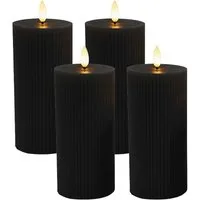 relaxdays LED-Kerze 4er Set 18 cm, schwarz