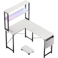 BBWL Computertisch Doppelstock-Computertisch mit RGB-LED, integrierter Steckdosenleiste, 15 mm Spanplatte P2, PVC-Kanten und flexiblem PC-Halter