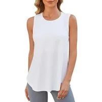 G4Free Weste & Top Damen Racerback Workout Tanktops sportliche lange Tanks Schnelltrocknend ärmellose Laufshirts Leichte Hoher Halsausschnitt