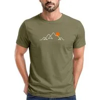 Neverless Print-Shirt Herren T-Shirt Frontprint Line-Art Berge Wandern Natur Outdoor mit Print