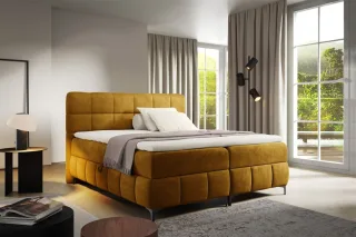Boxspringbett Schlafzimmerbett SOPHIE 120x200cm Stoff Salvador Honiggelb