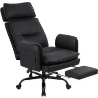 IWMH Bürostuhl Ergonomisch PU-Leder Chefsessel (Höhenverstellbar Schreibtischstuhl mit Kopfstütze und Fußstütze), Drehstuhl für Arbeitszimmmer Konferenzraum Büro Gaming