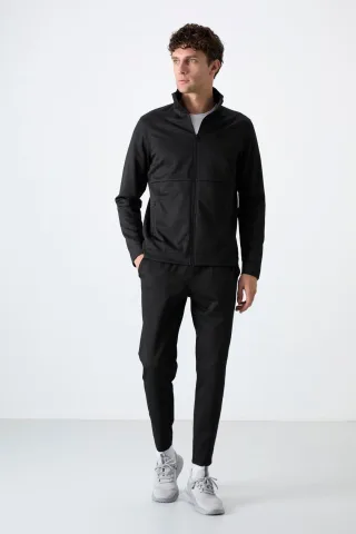 Herren Sweatshirt mit Reißverschluss-Kragen und Hose Set