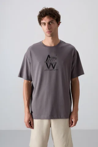 Übergrößen-Logo-Druck T-Shirt mit kurzen Ärmeln