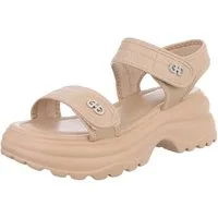 Ital-Design Moderne Damen Sandalen mit verstellbaren Riemen für Freizeit Plateausandaletten (89853055) Blockabsatz Sandalen & Sandaletten in Hellbraun