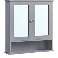 VASAGLE Spiegelschrank Badschrank, Wandschrank, Hängeschrank, Wandmontage mit 2 Spiegeltüren und offenem Fach, 56.5 cm x 58.5 cm x 13 cm