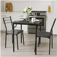 HTI-Living Essgruppe Essgruppe Thora 3-teilig Tischplatte Schwarz, (Set, 3-tlg., 1 Tisch, 2 Stühle)