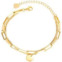 RAIKOU Armband DOUBLE-LAYER DISC Edelstahl Armband (doppellagigen Kettendesign gefertigt), Gold/Silber