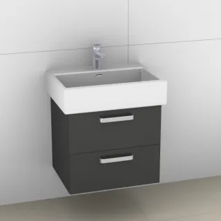 Artiqua 415 Waschtischunterschrank für Living City 817433 Anthrazit Hochglanz, 415-WU2L-L7-7015-51 415-WU2L-L7-7015-51