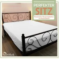 NatureMark Spannbettlaken Mikrofaser Spannbetttuch, Polyester, Gummizug: rundum, viele Größen und Farben Markenware, 90x200cm, Naturweiß