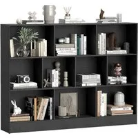 COSTWAY Bücherregal, Standregal, 3 Ebenen, 10 Fächer, bis 70kg, 140x24x104cm