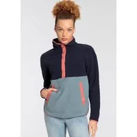 Polarino Fleecepullover mit Colourblocking-Optik, mit Kängurutasche, aus Fleecestoff