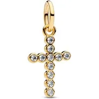 Pandora Charm-Einhänger Kreuzanhänger für Damen, vergoldet mit Zirkonia von PANDORA