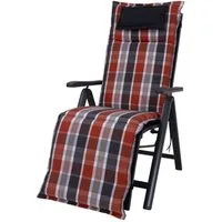 Sun Garden Sesselauflage Relaxliege Toronto 90542-450 grau-weiß-orange kariert 170x52x6,5 cm