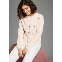 KangaROOS Strickjacke Strickjacke aus Feinstrick, bequeme Passform, Blumenmuster