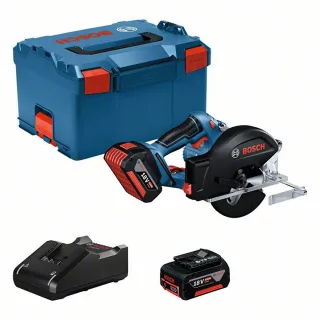 Bosch Akku-Kreissäge GKM 18V-50 in L-BOXX, 2 x Akku 5,0 Ah, Schnellladegerät - 06016B8002