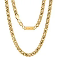 LuxusKollektion Panzerkette Panzerkette Herren 18K Gold Cuban 6mm Golden-6mm 51.0 Zentimeter
