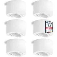linovum LED Aufbaustrahler 6 x Aufbauleuchte SMOL schwenkbar in weiss matt & rund mit LED 4W, Warmweiß