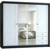 A&J MöbelLand GmbH Drehtürenschrank OSLO viertüriger Kleiderschrank mit Schubladen und Metallgriffen (Geräumiger viertüriger Kleiderschrank mit Schubladen und Metallgriffen. Geräumiger Schrank mit einer Breite von 200 cm und Schubladen, ideal zur Auf