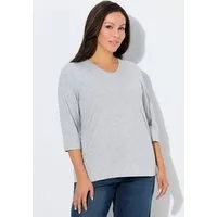 Ulla Popken T-Shirt Shirt Herzstickerei Classic V-Ausschnitt 3/4-Arm