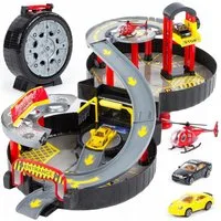 kinderplay Spiel-Parkgarage Parkgarage Spielset – Autos & Helikopter – Kinder 3+ – Klappbar (Set)