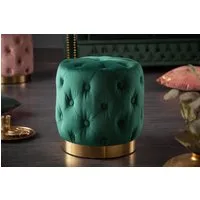 riess-ambiente Sitzhocker MODERN BAROCK 37cm dunkelgrün / gold, Hocker · Samt · Metall · Chesterfield-Design