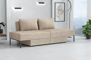 Sofa mit Schlaffunktion GORKA 3in1 – Bett, Liege & Sofa in Stoff Velo Creme