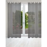 HOME WOHNIDEEN Vorhang NESSI 2er Pack (2 St), Schlaufen, transparent, Uni, Voile, transparent, Schlaufen inkl. Zugband, 2er Pack