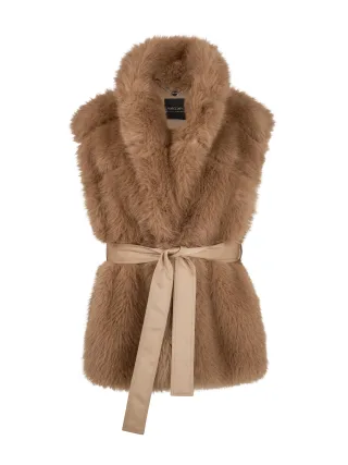 Marc Cain Collections - Fake-Fur-Weste mit gesteppter Rückseite tannin - Gr. - 36