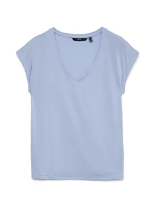 VERO MODA - VMFILLI SS V-NECK TEE NOOS Brunnera Blue - Gr. - XL