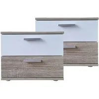 HTI-Living Nachtkommode Nachtschrank 2er Set Sonoma Weiß (Set, 2 St., 2 Nachtschränke), Nachttisch Nachtkommode Nachtkonsole