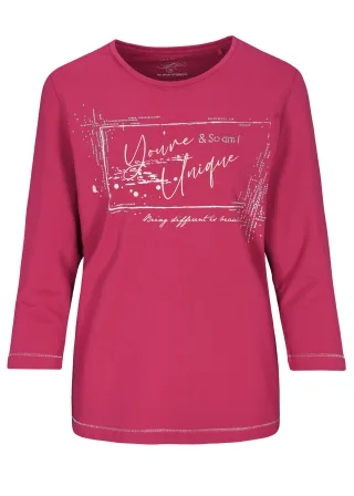 CLARINA - Rdh.-Sweatshirt, 3/4 Arm,Druck beere - Gr. - 40