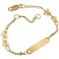 Silberkettenstore Goldarmband Kinder-Gravurarmband Butterfly - 585 Gelbgold