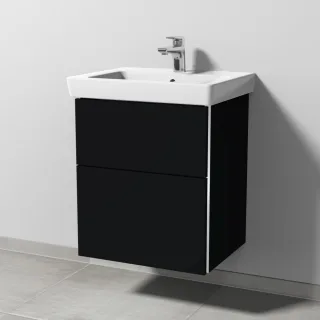 Sanipa 3way Waschtischunterbau zu Villeroy & Boch Subway 2.0 Waschtisch mit 2 Auszügen, Schwarz-Matt BS61108