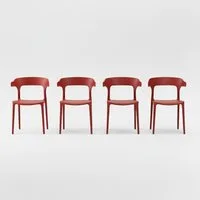 Lüllmann Besucherstuhl 4er Set Designerstuhl aus Polypropylen, mit Armlehnen, rostrot (Spar-Set, 4 St), Designerstuhl aus Kunststoff, robust, pflegeleicht