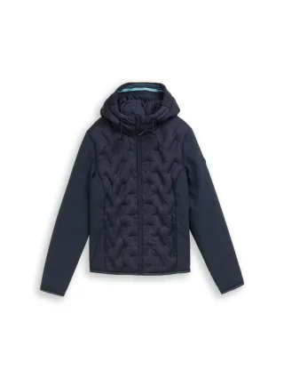 Tom Tailor - Hybrid Steppjacke mit Kapuze blau - Gr. - L