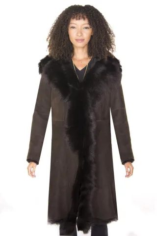 Damen-Trenchcoat aus Toscana-Schaffell-Wildleder-Tbilisi