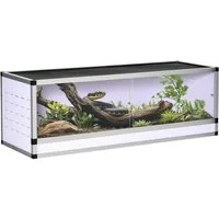 PawHut Terrarium Amphibien Spinnentiere Reptilienzuchtbox Mesh-Terrarium, Weiß+Silber+Schwarz 120 x 40 x 40 cm