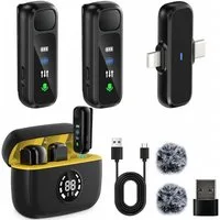 AIBISTAR Mikrofon kabelloses Mikrofon, 2,4G, DSP-Rauschunterdrückung, Lightning/USB-C, Mobiles Lade-Case – bis zu 48h,Kompaktes
