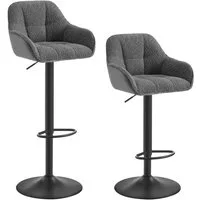 Woltu Barhocker (2 St), höhenverstellbar drehbar, Chenille Cord Metall